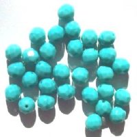 25 8mm Faceted Opaque Turquoise Firepolish Beads